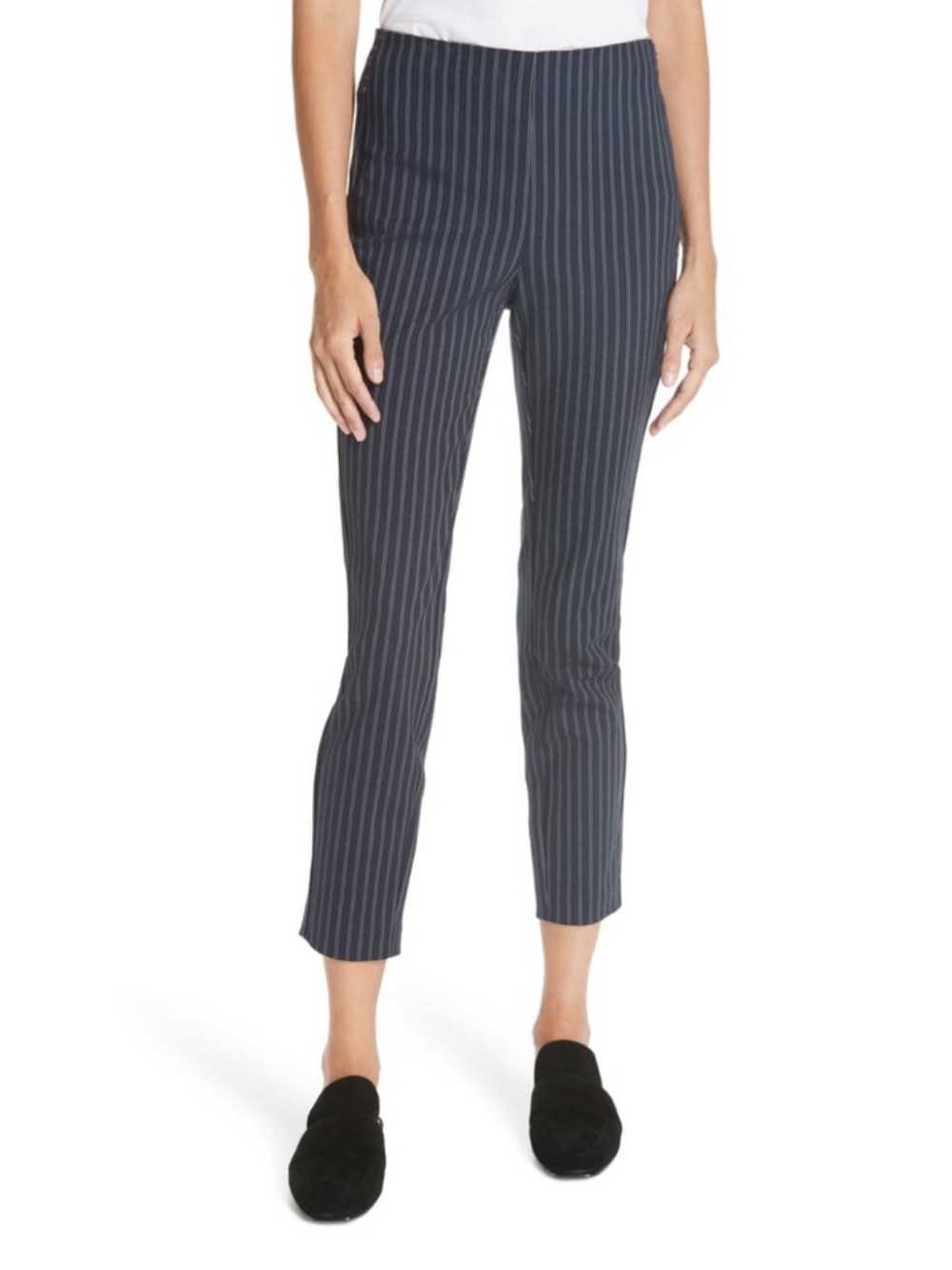 RAG & BONE Womens Simone Pinstripe Pant Salute  Cropped Pants Navy Blue 6 USA 🇺🇸